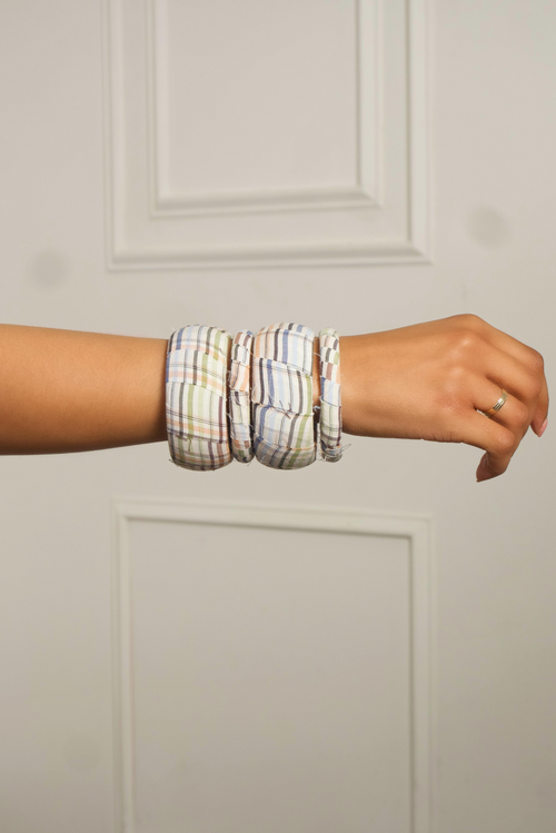 Linear plaid Bangles 4 Stack