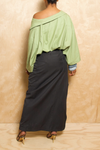 *Black skinny pinstripe slacks wrap skirt (S)