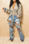 *Tan light plaid backless jacket (M/L)