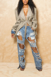*Tan light plaid backless jacket (M/L)