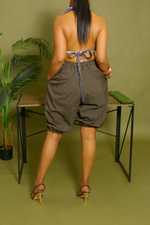 Deep Taupe elastic Bermuda Shorts