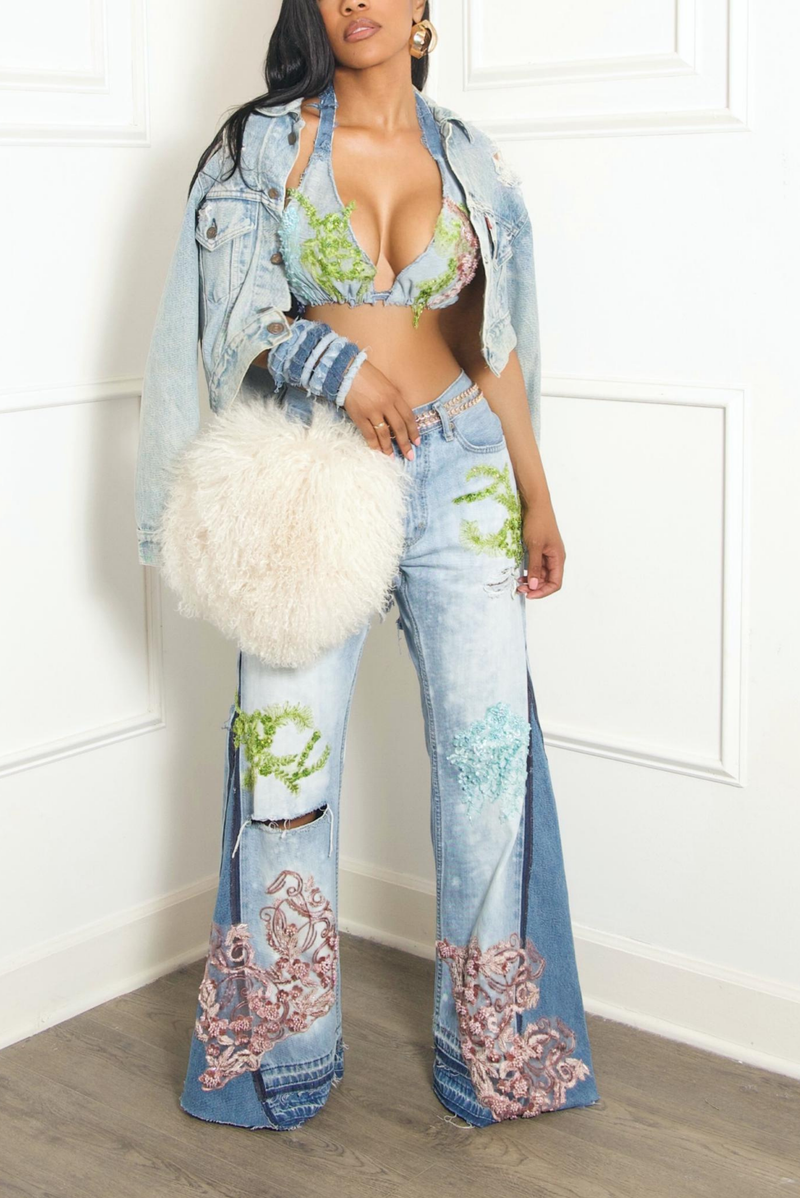 Light dirty Denim Asymmetrical Jean jacket
