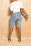 *Elastic Waist Light Distressed Shorts (30-2/3) - FINAL SALE