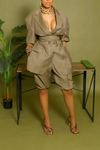 Golden short sleeve backless Belted blazer set S/M