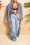 Denim Wide leg fringe jeans