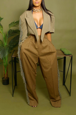 Light brown Tassle fringe slacks