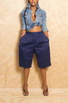 *Blue pinstripe slack shorts (S/M) - FINAL SALE