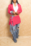 *Pink Blazer Vintage Two Piece Suit Denim Fringe S/M/L
