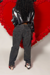 Black red and white distress painted crop blazer -FINAL SALE