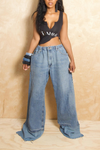 Light Blue elastic  wide leg Levi jeans L/XL