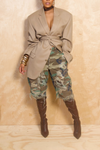 Tan Backless Belted Blazer