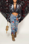 Denim Queen of hearts distressed jeans