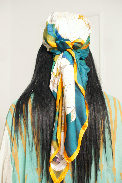 Tropical print Silk Headscarf