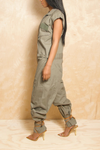 Olive Light Green Long sleeve/Short Sleeve zipper Jumpsuit