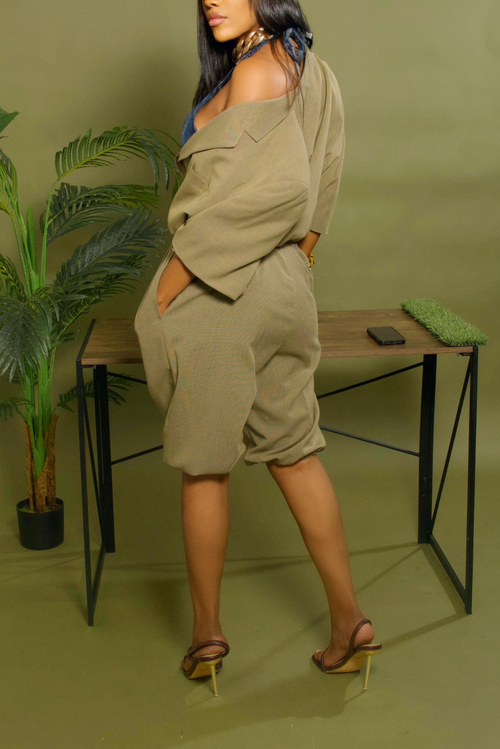 Light tan short sleeve Bermuda short set