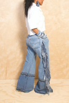 *Classic Blue Denim Wide Leg Fringe Jeans - 38/29