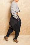 Black on black denim harem pants