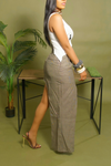 Taupe High low slacks Skirt