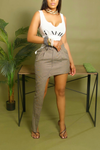 Taupe High low slacks Skirt