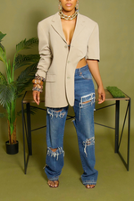 Tan cut out Vintage blazer