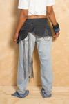 *Black Denim fringe wrap skirt - FINAL SALE