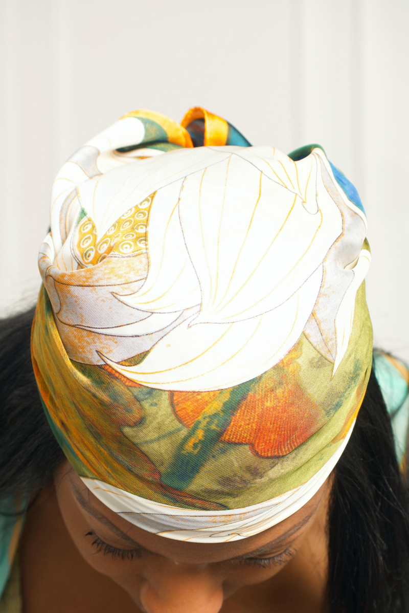 Tropical print Silk Headscarf