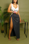 Charcoal Pinstripe Slacks Wrap Skirt