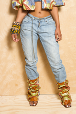 Green Octopus light denim cuff jeans