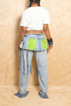 *Neon Green Pocket Denim fringe wrap skirt - FINAL SALE