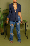 Dark blue pinstripe cut out Vintage blazer