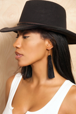 Black wool brown belted hat