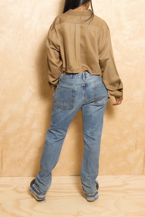 *Denim Semi Bleached Distressed Vintage jeans (38) 10/11 FINAL SALE