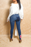 *Heart Skinny Distressed Hole Jeans (2/3)