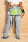 *Neon Green Pocket Denim fringe wrap skirt - FINAL SALE