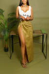 Rich Gold Slacks Wrap Skirt