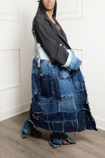 Upcycled by hand Long Denim Patchwork Jacket