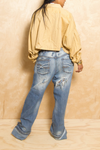 *Golden Beige Vintage long sleeve crop top M/L FINAL SALE