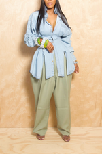 *Green Leaves Denim 4 bangles stack