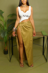 Rich Gold Slacks Wrap Skirt