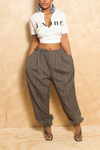 *Gray Blue Stripe Jogger Slacks (S/M) - FINAL SALE
