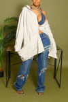 Light Gray cut off boyfriend button up shirt