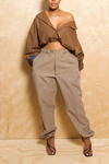 *Light brown houndstooth elastic jogger slacks (XS/S)