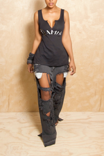 *Ashy black crazy wicked holey distressed jeans - FINAL SALE