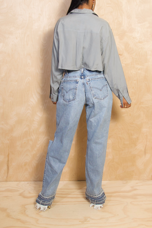*Dark Gray Vintage long sleeve crop top (S/M) FINAL SALE