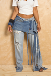 *Medium washed Denim fringe wrap skirt - FINAL SALE