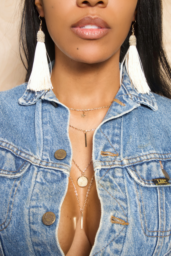 Cream fringe earrings- FINAL SALE