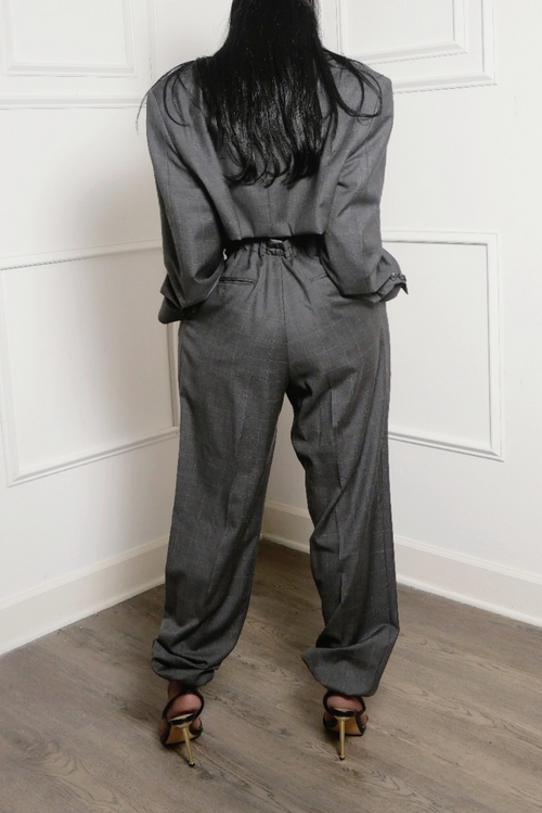 Gray pinstrip modern Vintage crop suit (S/M)