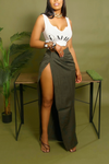 Olive Green Slacks Wrap Skirt