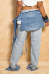 *Blue Light Washed Denim fringe wrap skirt - FINAL SALE