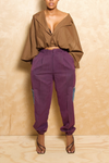 *Purple denim pocketed elastic waist jogger slacks (XS/S)